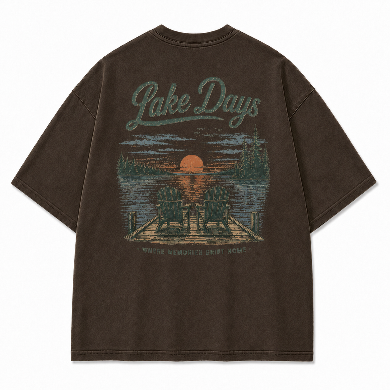 Where Lake Days Drift into Memories Outdoor Graphic Tee