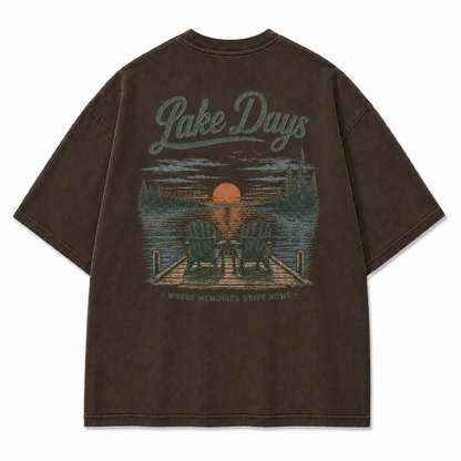 Where Lake Days Drift into Memories Outdoor Graphic Tee