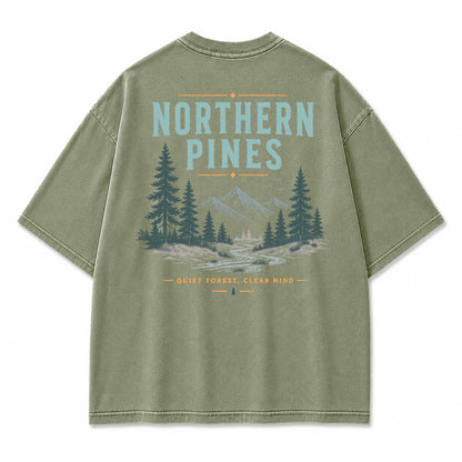 Northern Pines Forest Stream Graphic T-Shirt